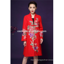 Cestbella de haute qualité automne et printemps Liyuan style élégant à manches longues imprimé fleur manteau féminin